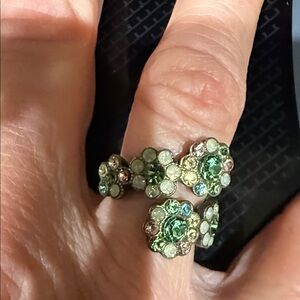 Michal Negrin Green Floral Crystal Wrap Ring